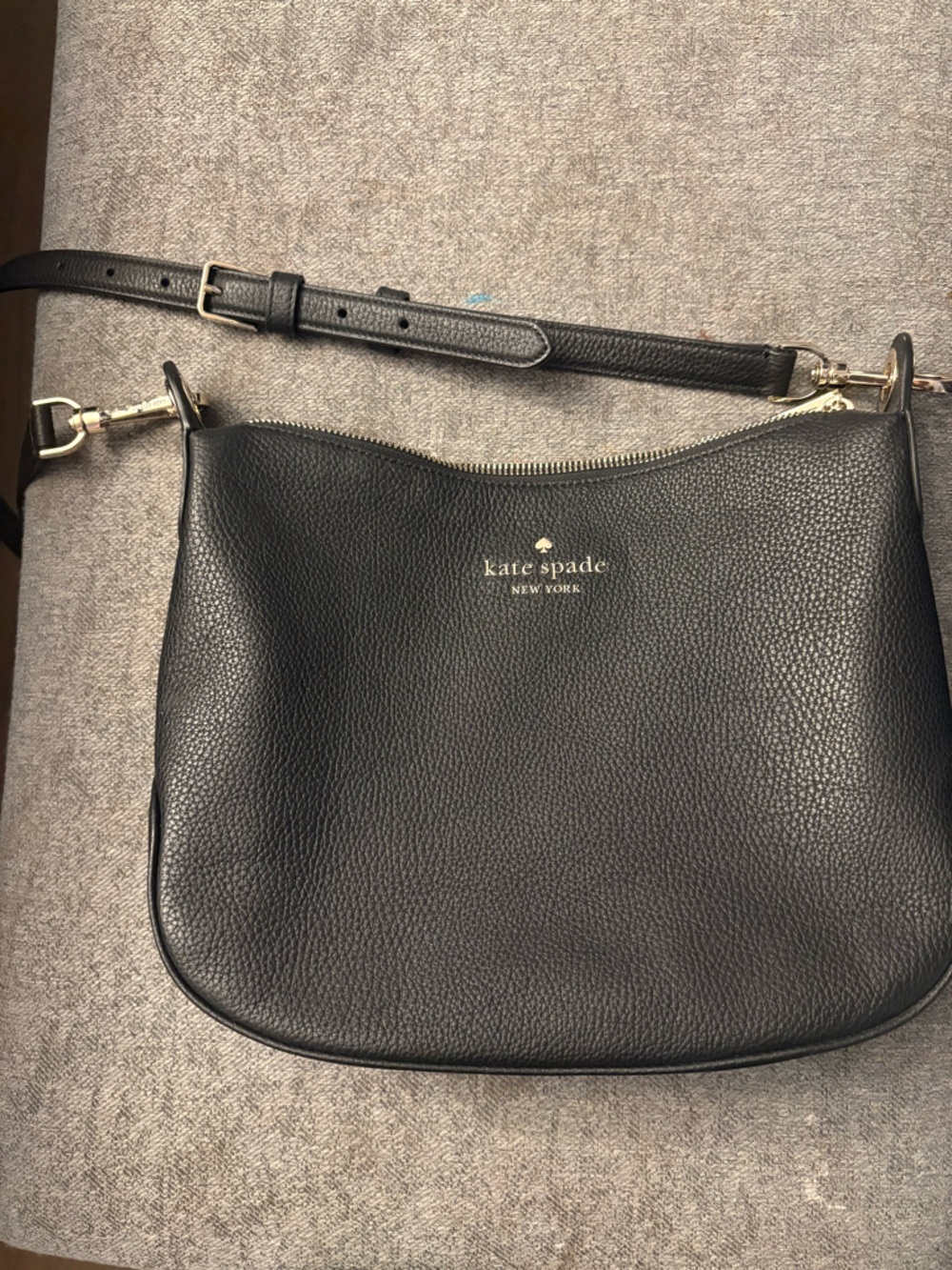 kate spade Black Pebbled Leather Shoulder Bag with Gold Hardware